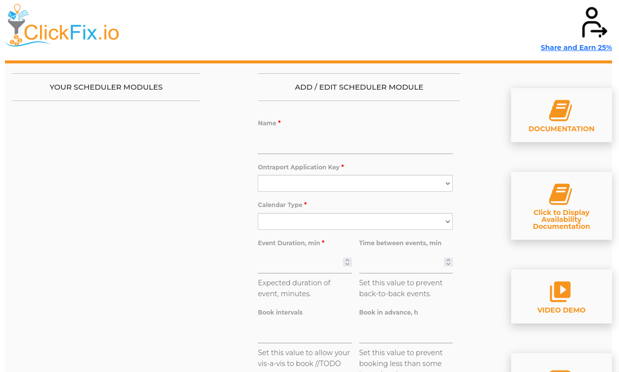 Earlier KlikFX scheduler module interface